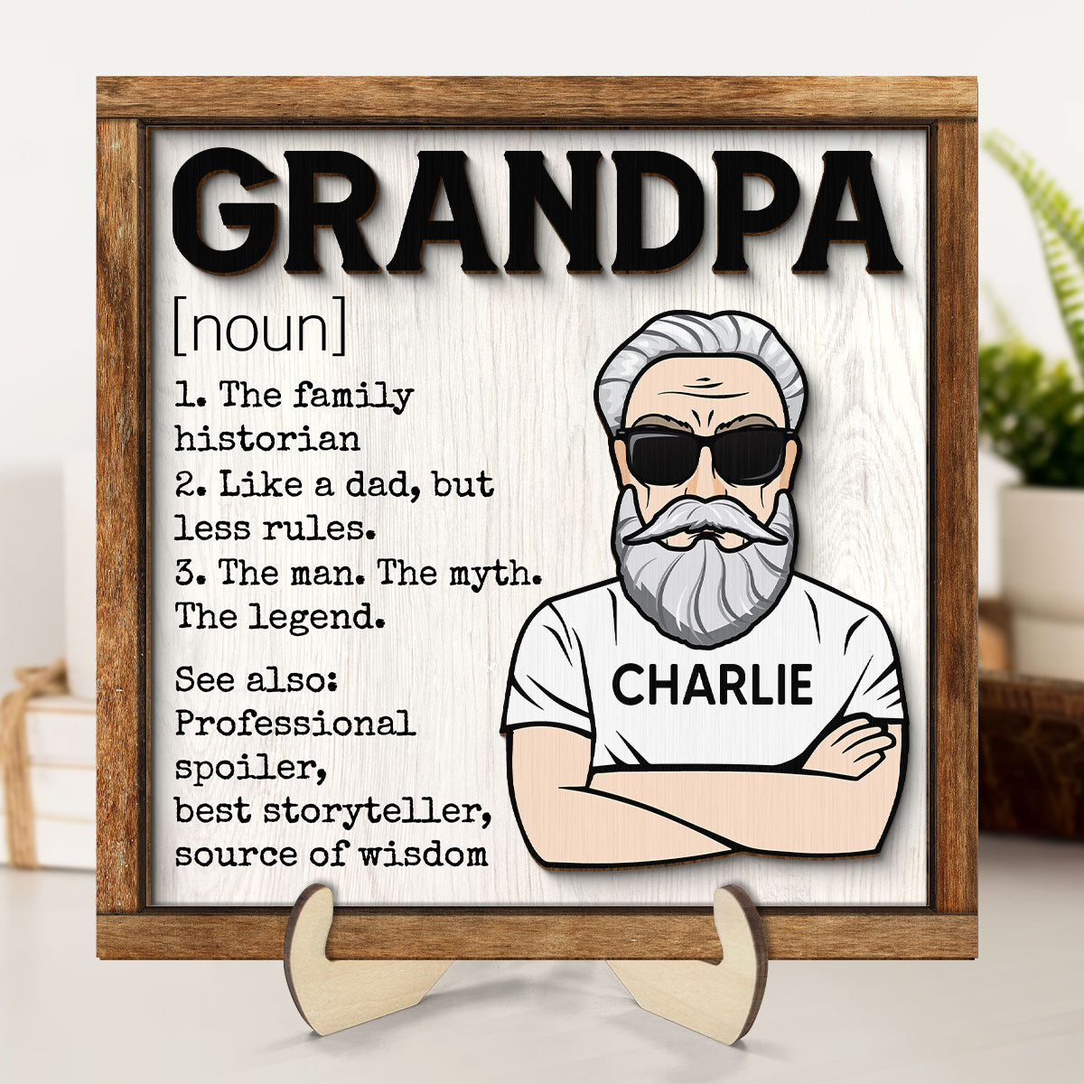 Grandpa Definition Personalized 2-Layer Wooden Plaque