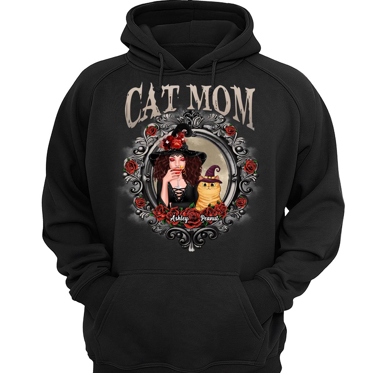 Halloween Roses Mirror Cat Mom Witch Personalized Shirt