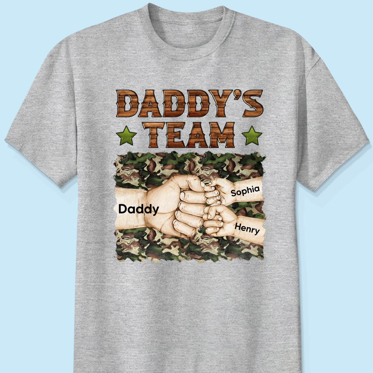 Daddy‘s Team Fist Bump Camouflage Personalized Shirt