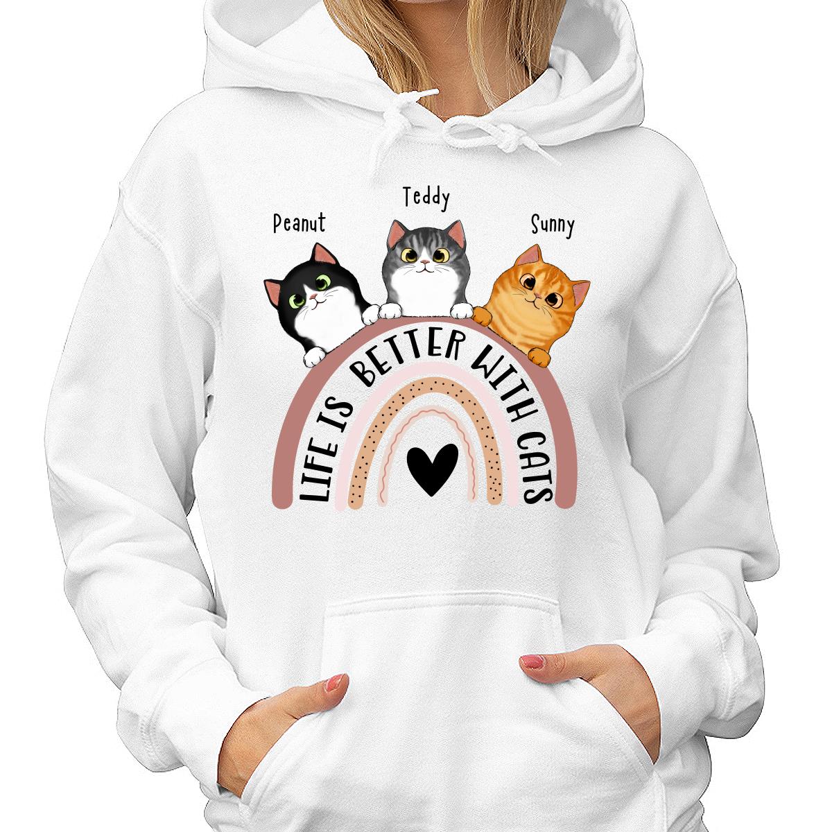 Life Is Better With Cats Boho Rainbow Personalized Shirt