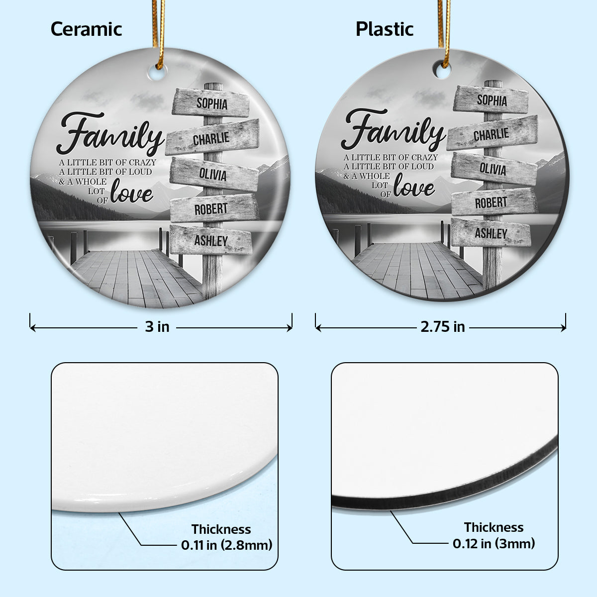 River Pier A Little Whole Lot of Love Family Personalized Ceramic Ornament