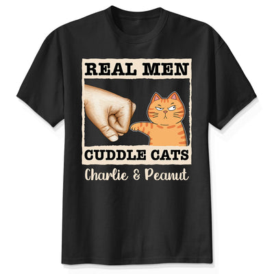 Real Men Cuddle Cats Fist Bump Funny Cute Cats Gift For Cat Dad Personalized Shirt