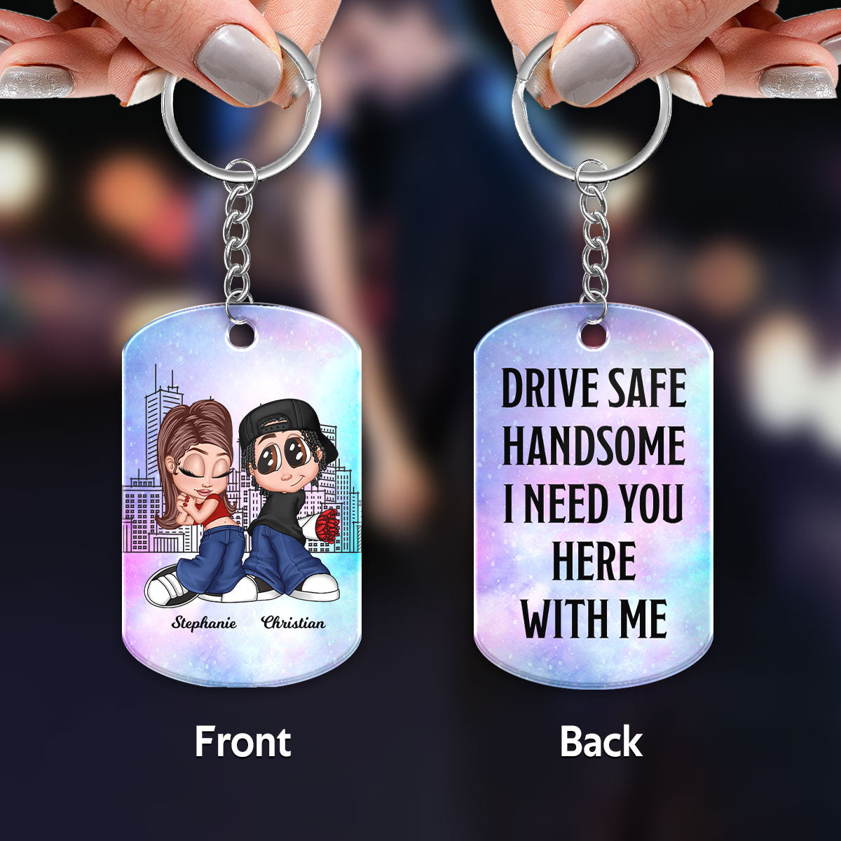 Drive Safe Handsome I Need You Here With Me, Y2K Couple Personalized Acrylic Keychain