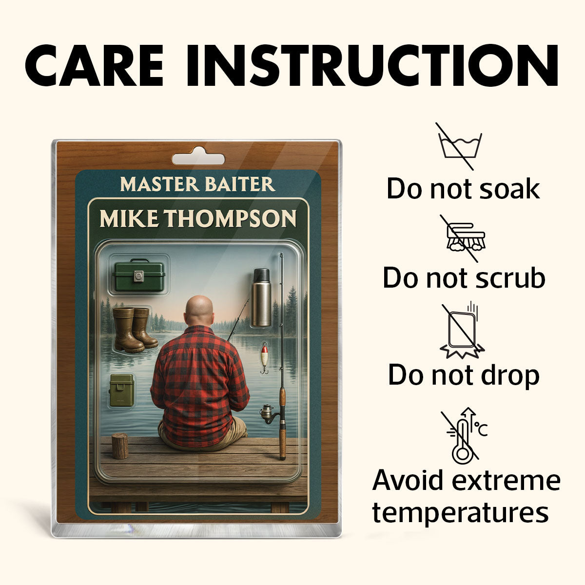 Fishing Dad Grandpa Man Realistic Figure Style Personalized Acrylic Block Plaque