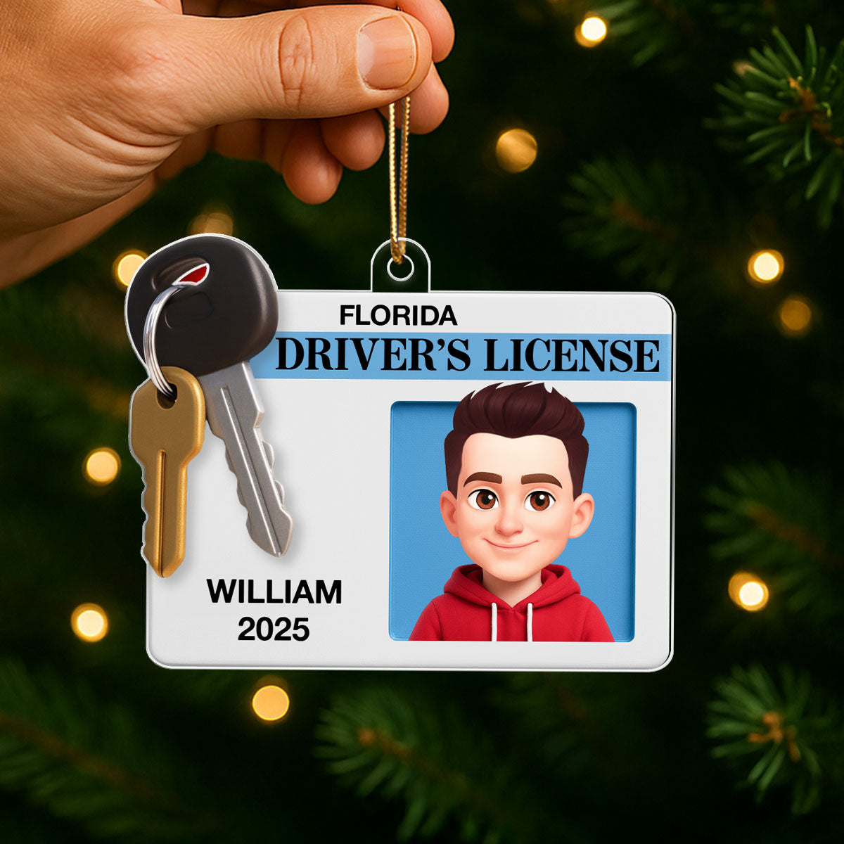 Driver's License 3D Effect - Personalized Acrylic Ornament - Christmas Gift For New Drivers, Teen Boy Teen Girl