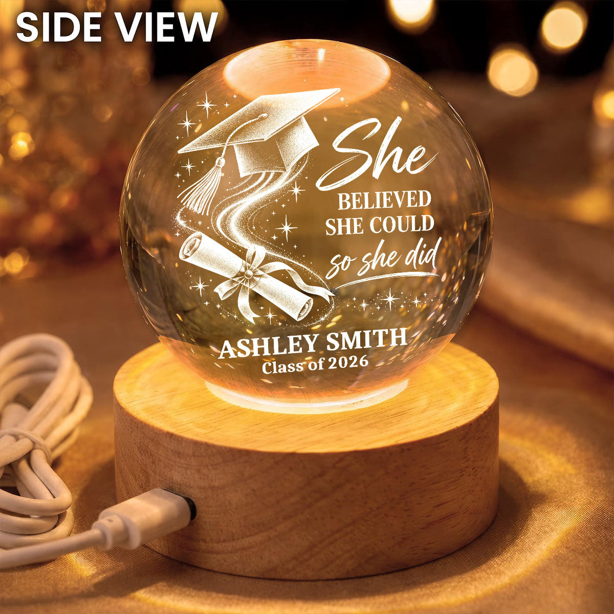 Graduation Custom Name And Year - Personalized Crystal Ball - Christmas Gift For Graduates, Senior, Graduation Gift