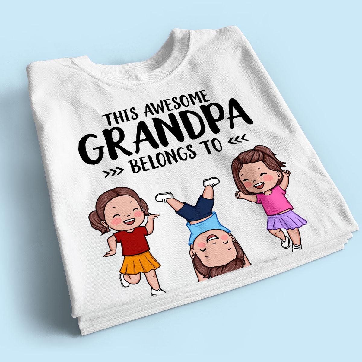 This Awesome Daddy Grandpa Belongs To Happy Kids Vector Personalized Shirt