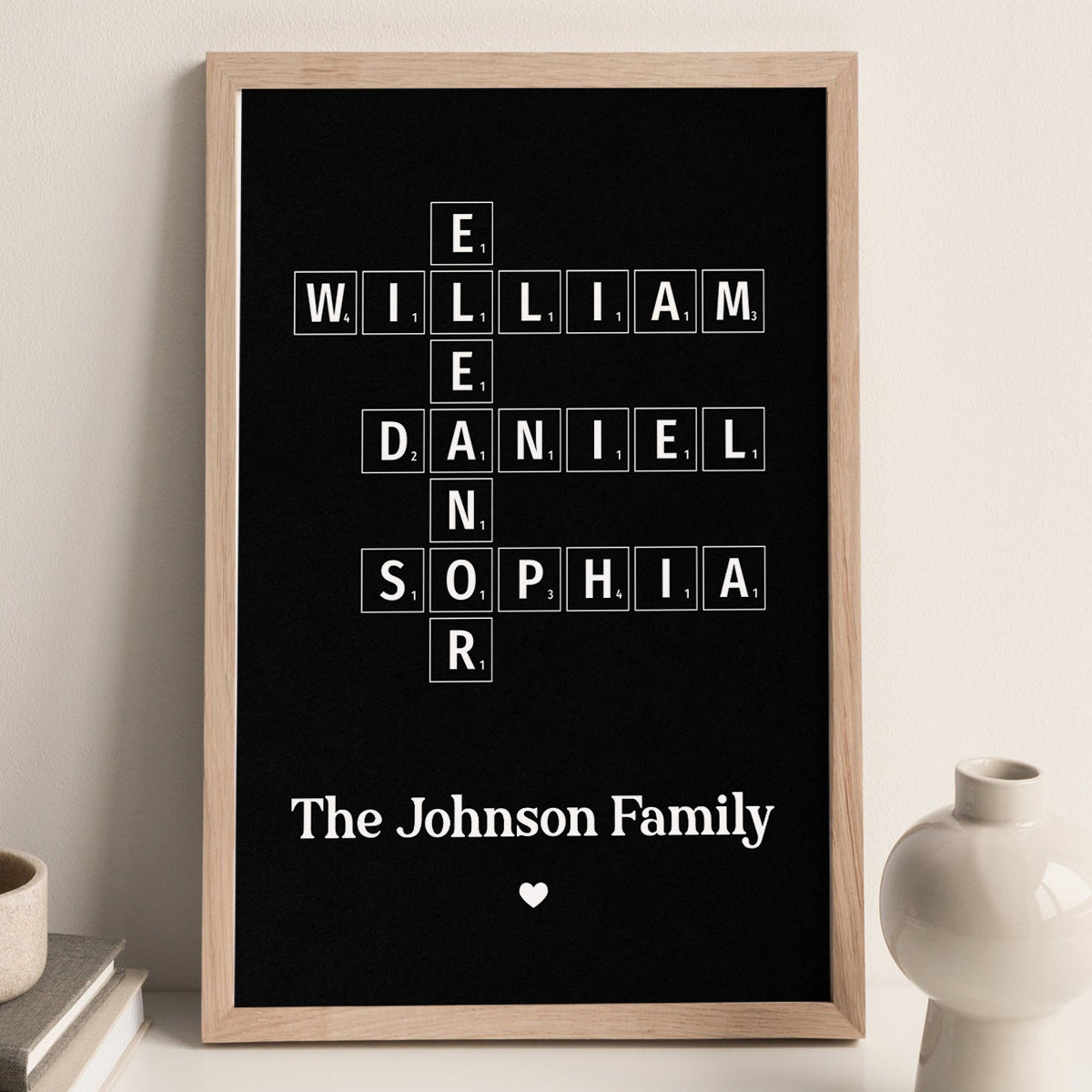 Family Crossword Art - Created In A Moment, Treasured Forever Personalized Poster