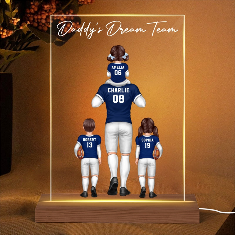 American Football Fan Dad Dream Team Personalized Rectangle Acrylic Warm LED Night Light