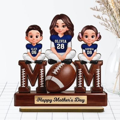 American Football We Scored A Touchdown Getting You As Mom - Personalized 2-Layered Wooden Plaque - Mother's Day Gift For Mom