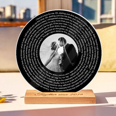 Personalized Music Photo Lyrics Circle Plaque, Gifts for Girlfriend, Boyfriend, Husband Wife, Sister Besties Wedding Gift