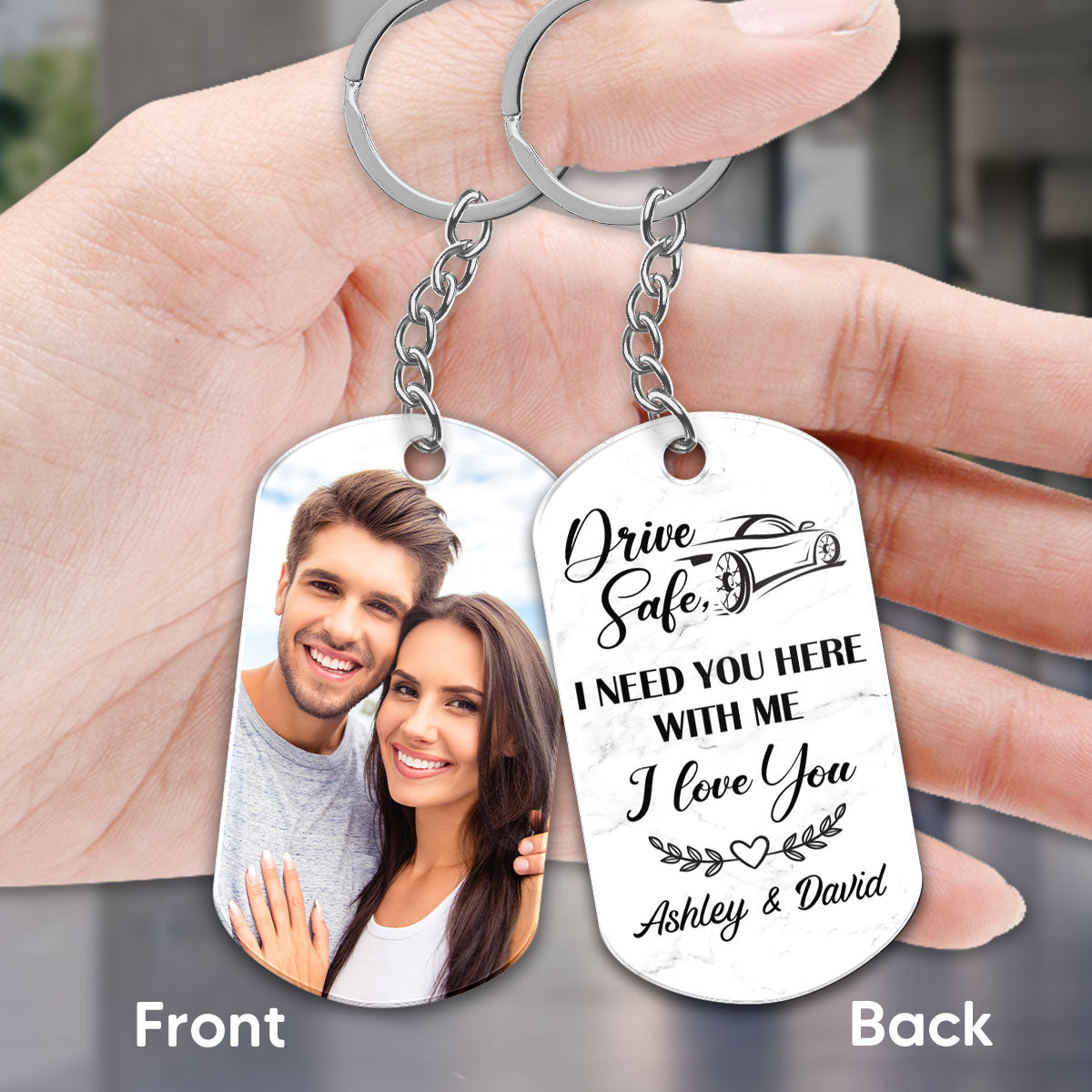 Family Couple Photo Drive Safe Personalized Acrylic Keychain