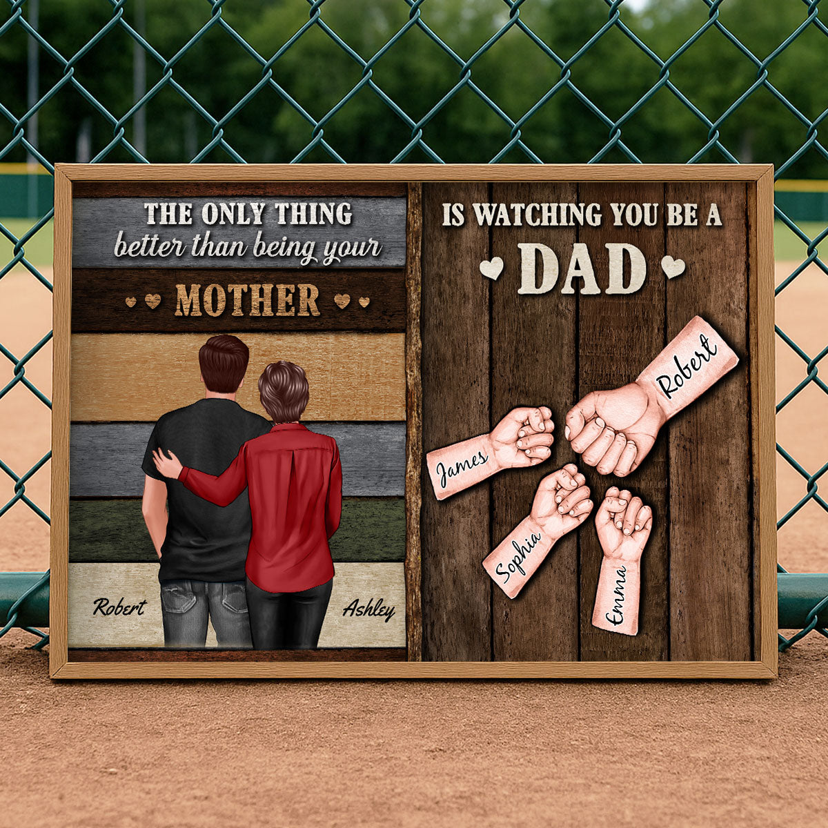 From Mom Dad To Son Watching You Be A Dad Colored Wood Pallets Fist Bumps Personalized Poster, Gift For Son