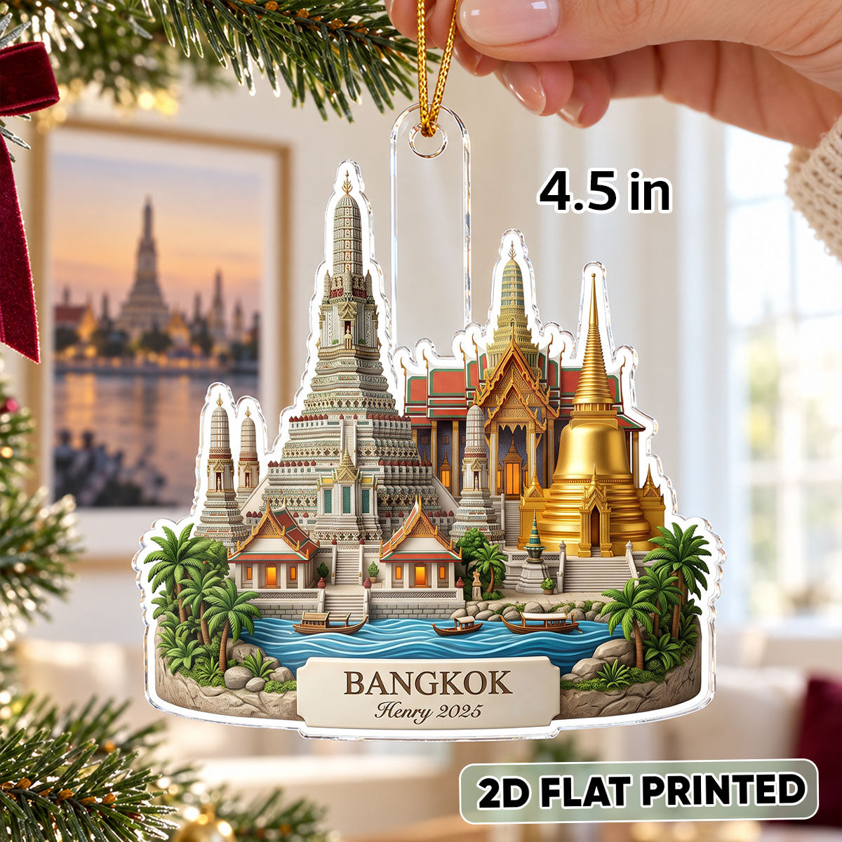 Custom City Travel Vacation - Personalized Acrylic Ornament - Traveling Destination Keepsake, Christmas Gift For Traveling Lovers
