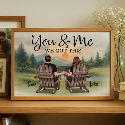 Retro Vintage Couple Mountain Landscape Personalized Poster| Heartfelt Anniversary Gift, Birthday Gift For Couple, For Him, For Her