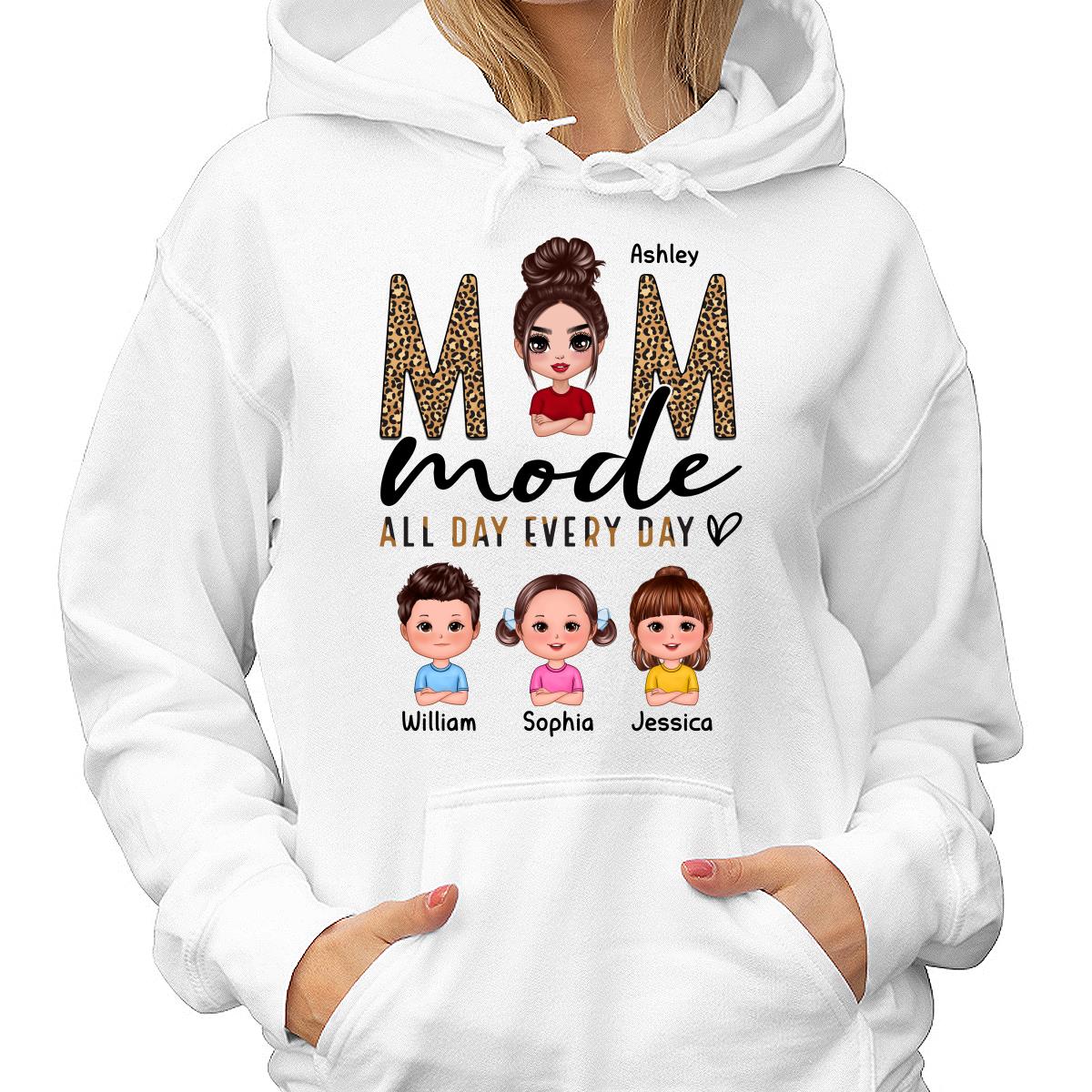Mom Mode All Day Every Day Doll Mother Children Leopard Pattern Personalized Shirt