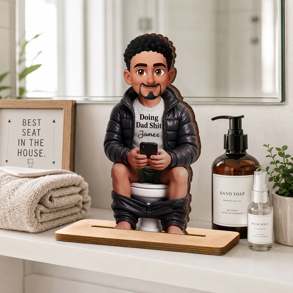 Doing Dad Sh*t Funny - Personalized 2-Layered Wooden Plaque - Funny Father's Day Gift for Dad, Husband