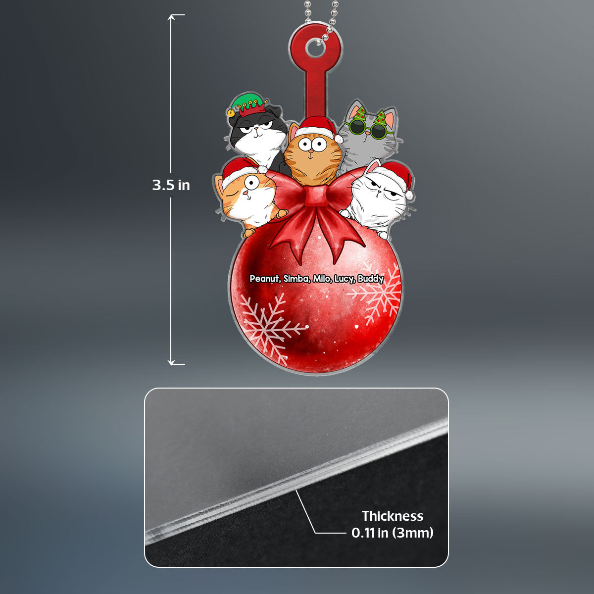 Funny Expression Cats Holding On Christmas Ornament Personalized Acrylic Ornament