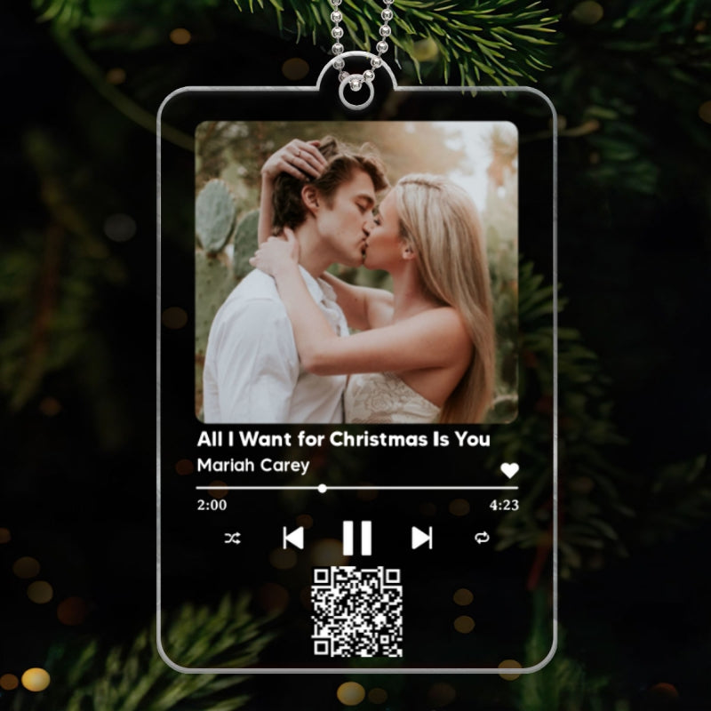 Custom Song And Photo Scannable QR Code Couple Family Friends Personalized Acrylic Ornament