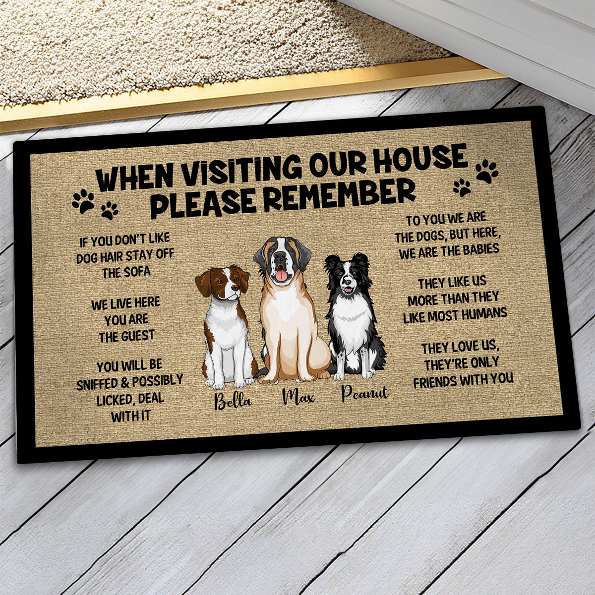 Please Remember When Visiting Dogs House Home Decor Funny Gift For Dog Lover Personalized Doormat