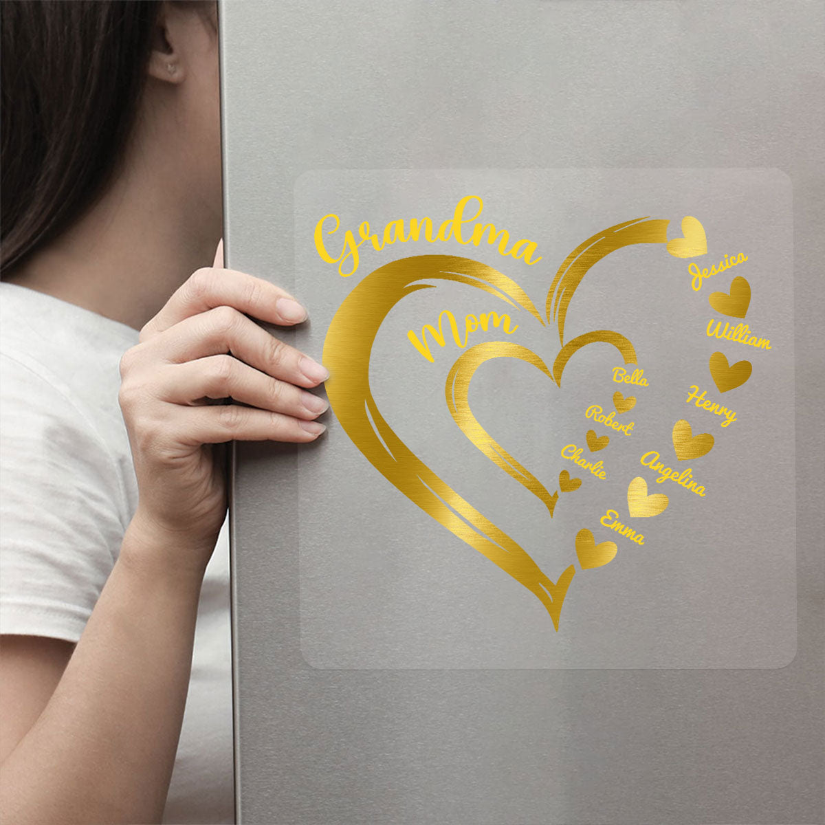 Grandma Mom Heart In Heart Decor Gift Personalized Decal