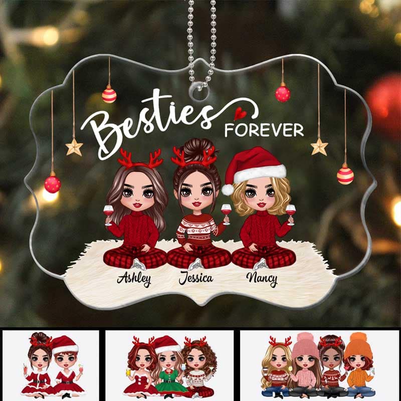 Doll Besties Christmas Checkered Pants Belux Shape Personalized Acrylic Ornament