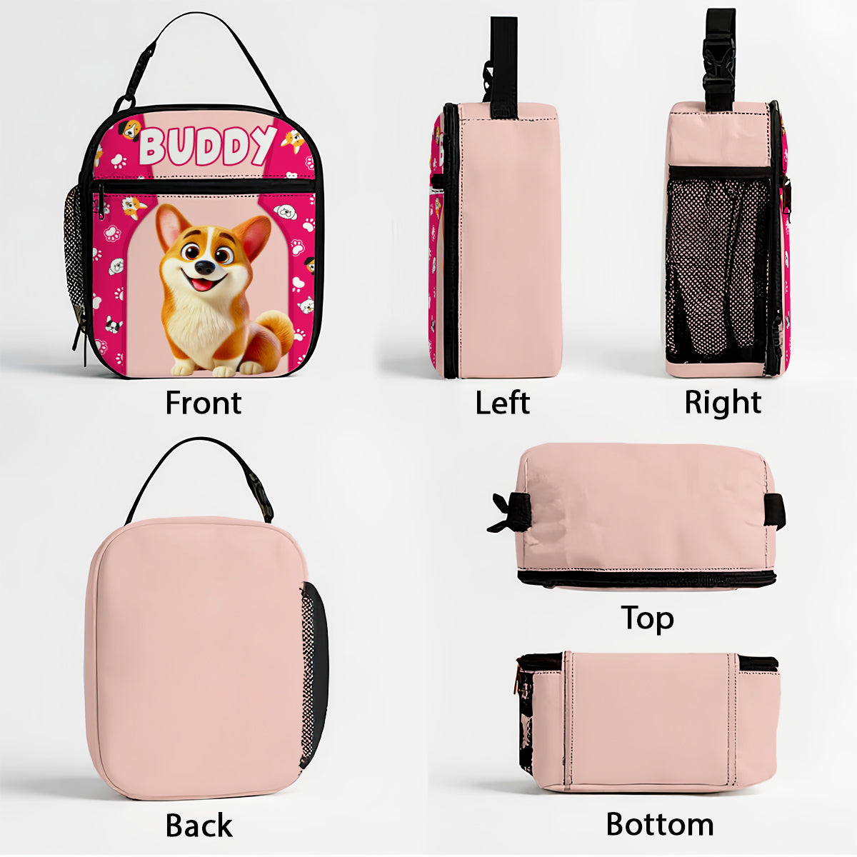 Cute Cartoon Dogs Cats Personalized Insulated Lunch Bag for Kids, Back to School Gift for Kids