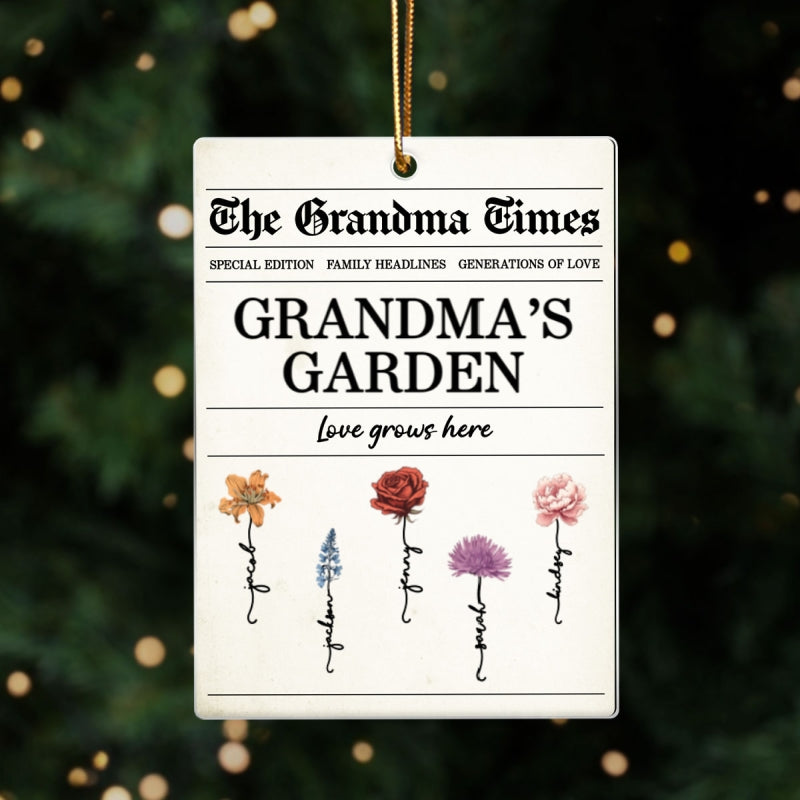 The Grandma Times Grandma's Garden Love Grows Here Personalized Acrylic Ornament - Christmas Gift for Grandma