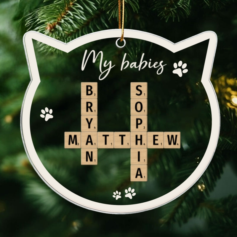 My Babies Cats Names Crossword Puzzle Art Personalized Acrylic Ornament