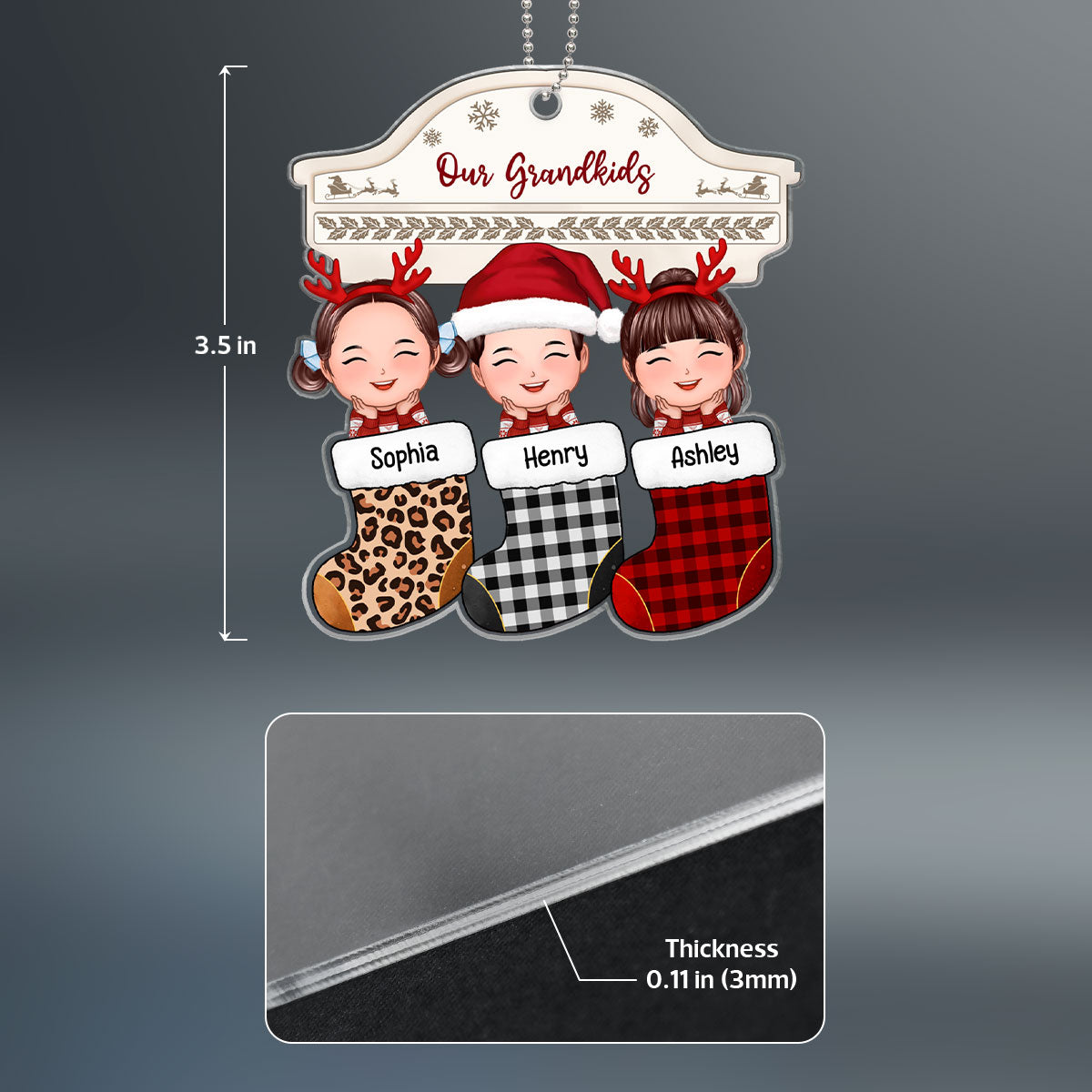 My Grandkids Christmas Stocking Fireplace Personalized Acrylic Ornament