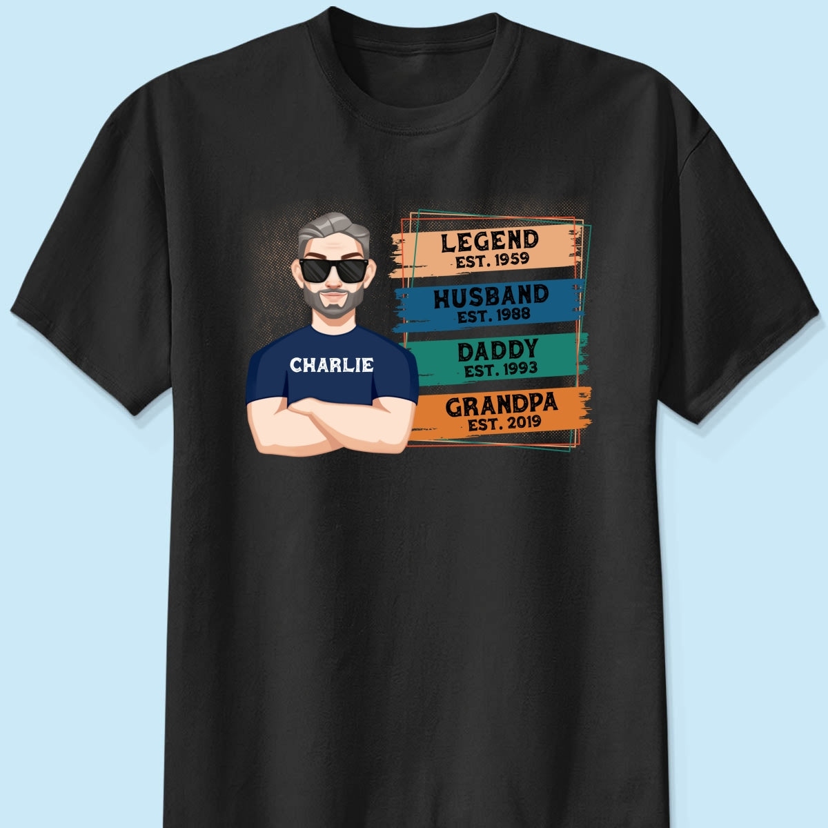 Legend Grandpa Est. Wooden Texture Personalized Shirt