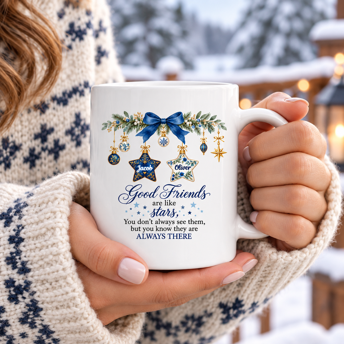 Good Friends Are Like Stars - Personalized Mug - Christmas Gift for Best Friends