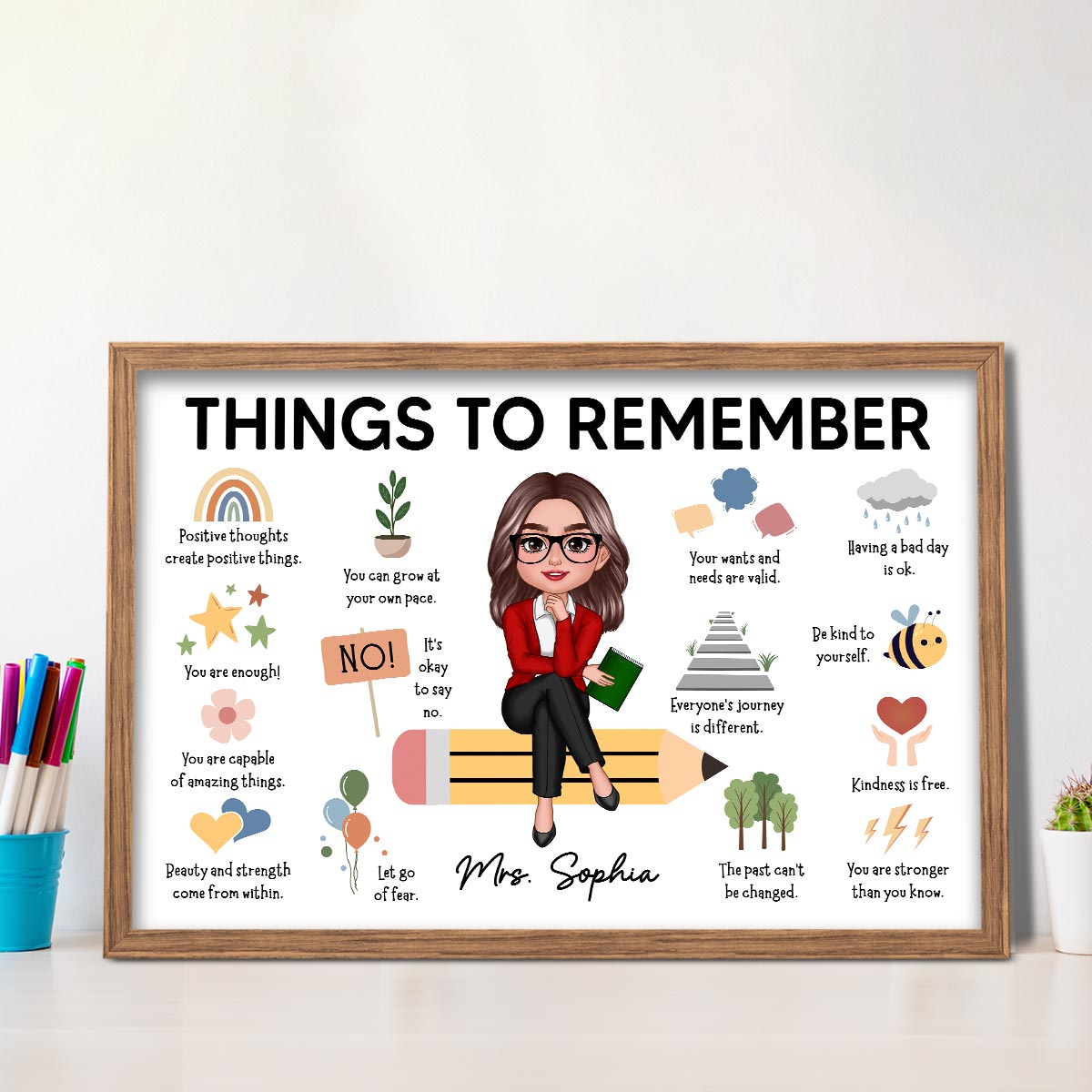 Things to Remember Gift For Teacher Personalized Poster, Appreciation Gift, Back To School Gift