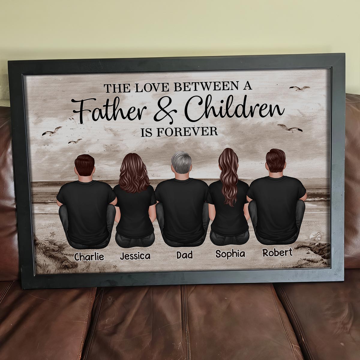 Dad No Matter How Big We Get Retro Vintage Beach Personalized Poster, Gift For Dad, For Husband