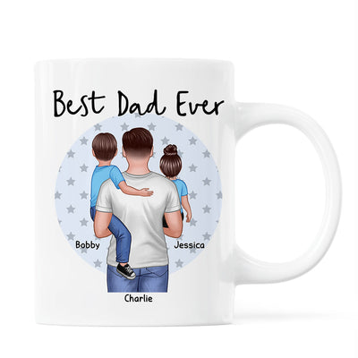 Dad Holding Kids Star Circle Personalized Mug
