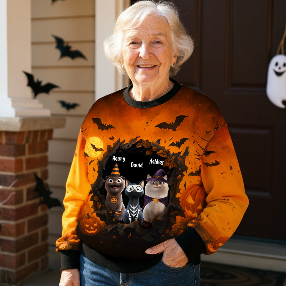 Halloween 3D Cat in Haunted Escape Personalized 3D Sweatshirt, Halloween Costume for Cat Lovers