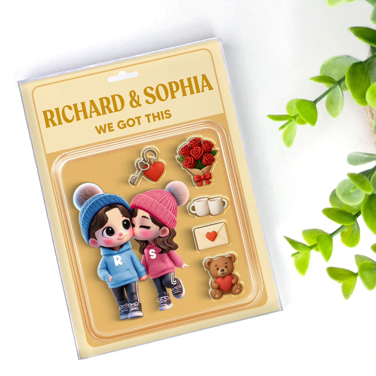 3D Effect Cute Cartoon Couple Custom Figure Personalized Acrylic Block Plaque