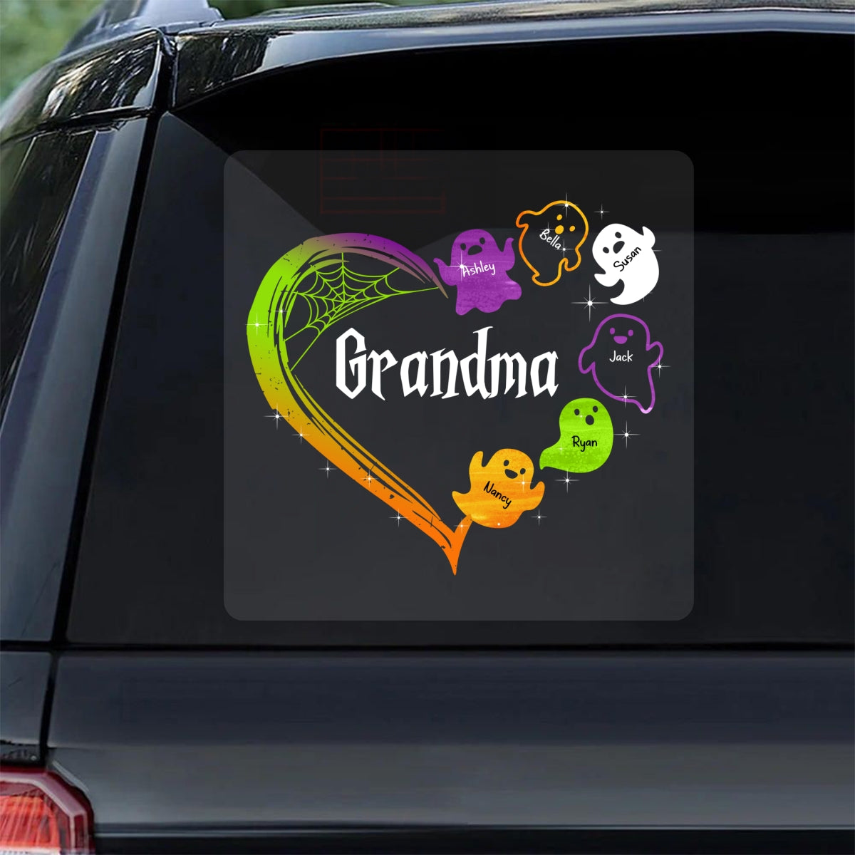 Grandma Boo Crew Heart Halloween Personalized Decal, Halloween Decor