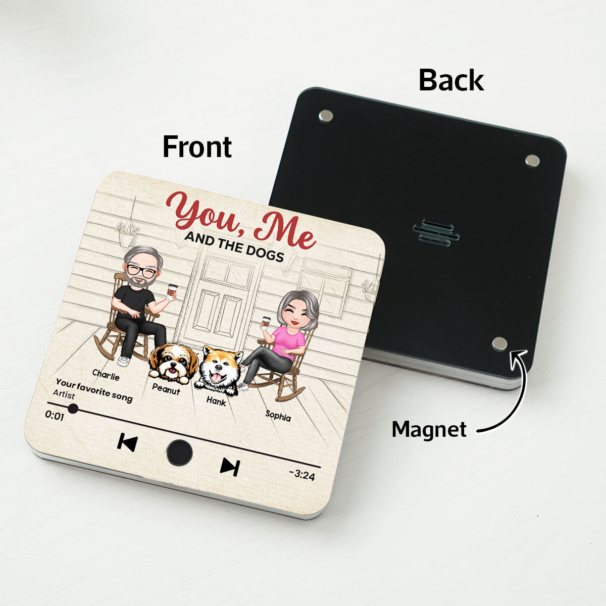 You Me We Got This Couple & Dogs Front Porch Personalized Music Fridge Magnet