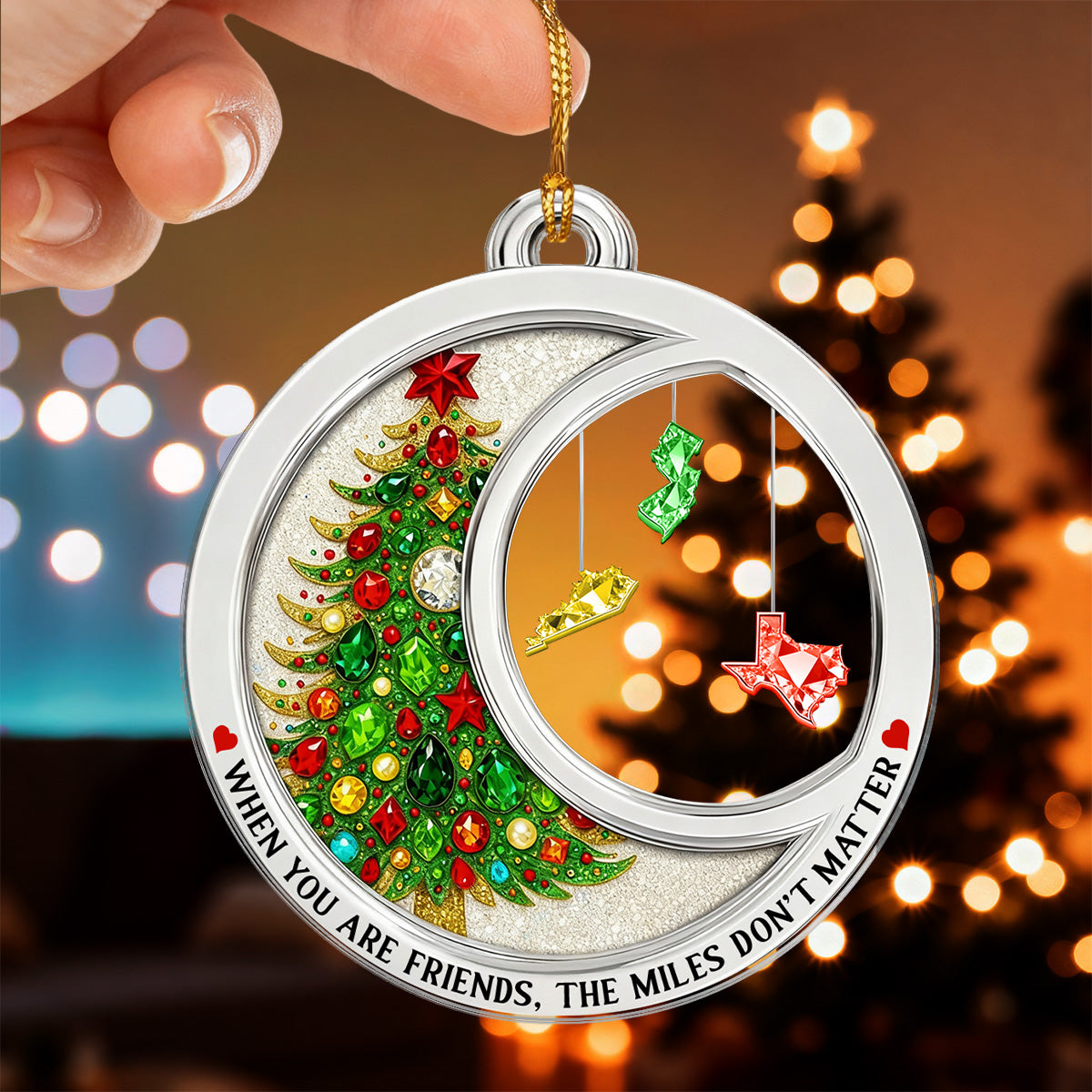 2D Flat Crystal Effect The Miles Don't Matter - Personalized Acrylic Ornament - Long Distance Gift For Besties, Family, Siblings
