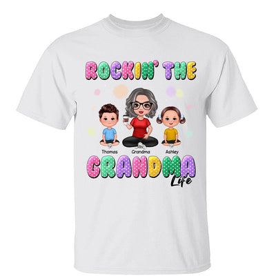 Rockin‘ Grandma Life Colorful Polka Dot Personalized Shirt
