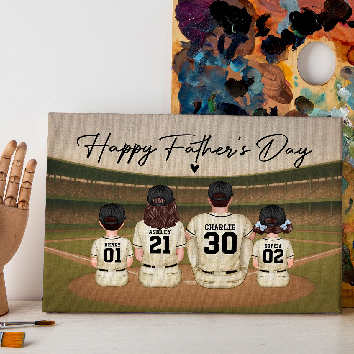 Retro Vintage Baseball Daddy's Dream Team Personalized Wrapped Canvas| Heartfelt Father's Day Gift For Dad, Husband