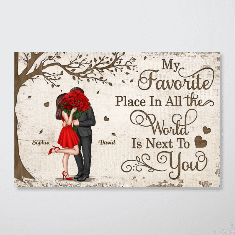Favorite Place In The World Elegant Couple Personalized Poster, Valentine‘s Day Gift For Him, For Her