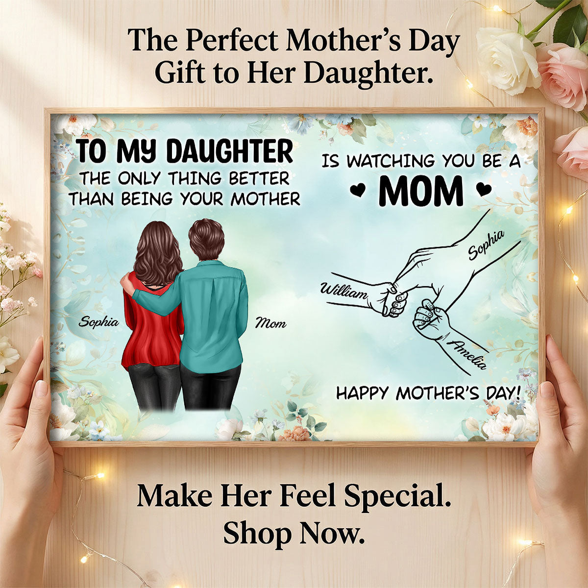 From Mom To Daughter Watching You Be A Mom Green Tone - Personalized Poster - Mother's Day Gift For Daughter