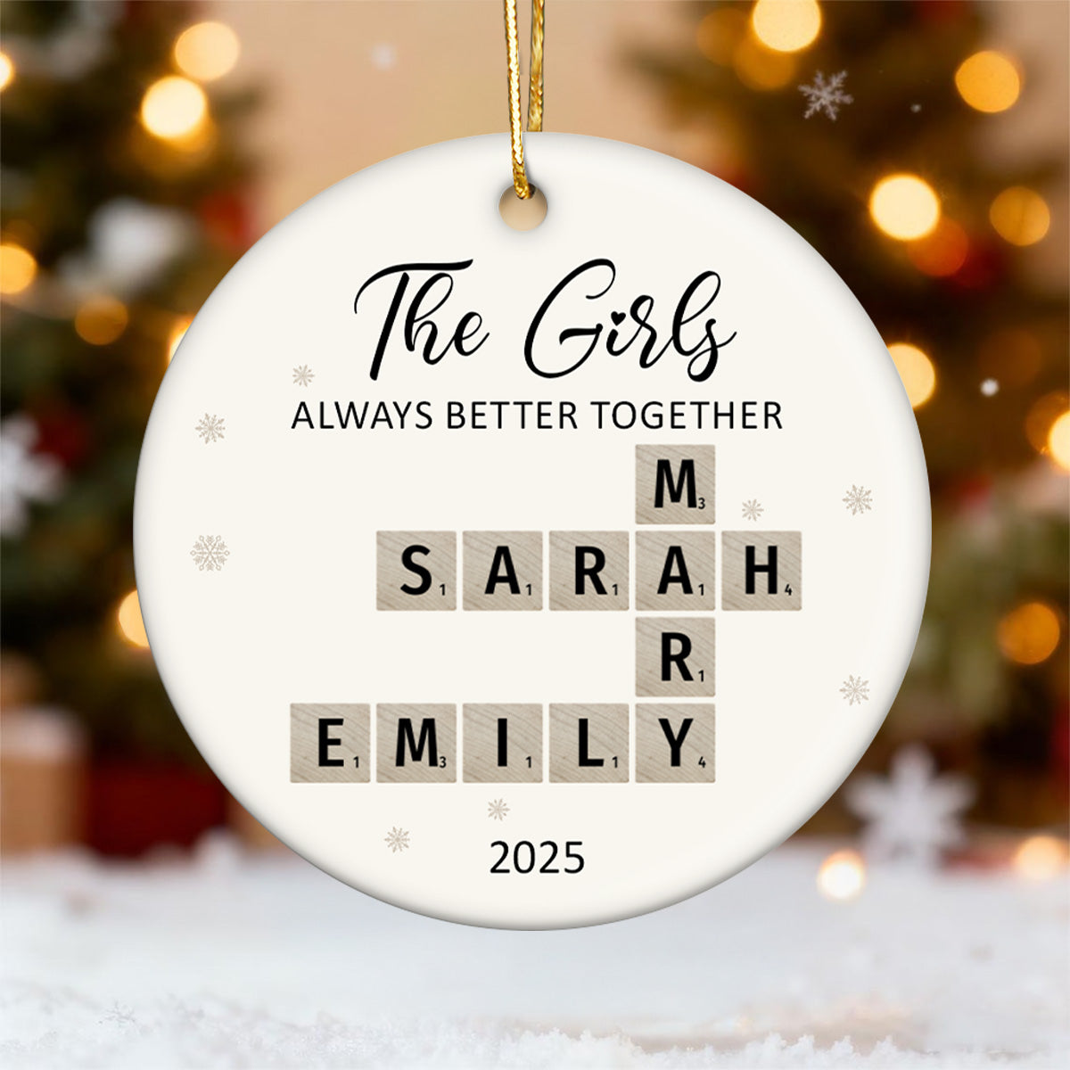 The Girls Always Better Together Crossword Puzzle Art - Personalized Ceramic Ornament - Christmas Gift For Besties