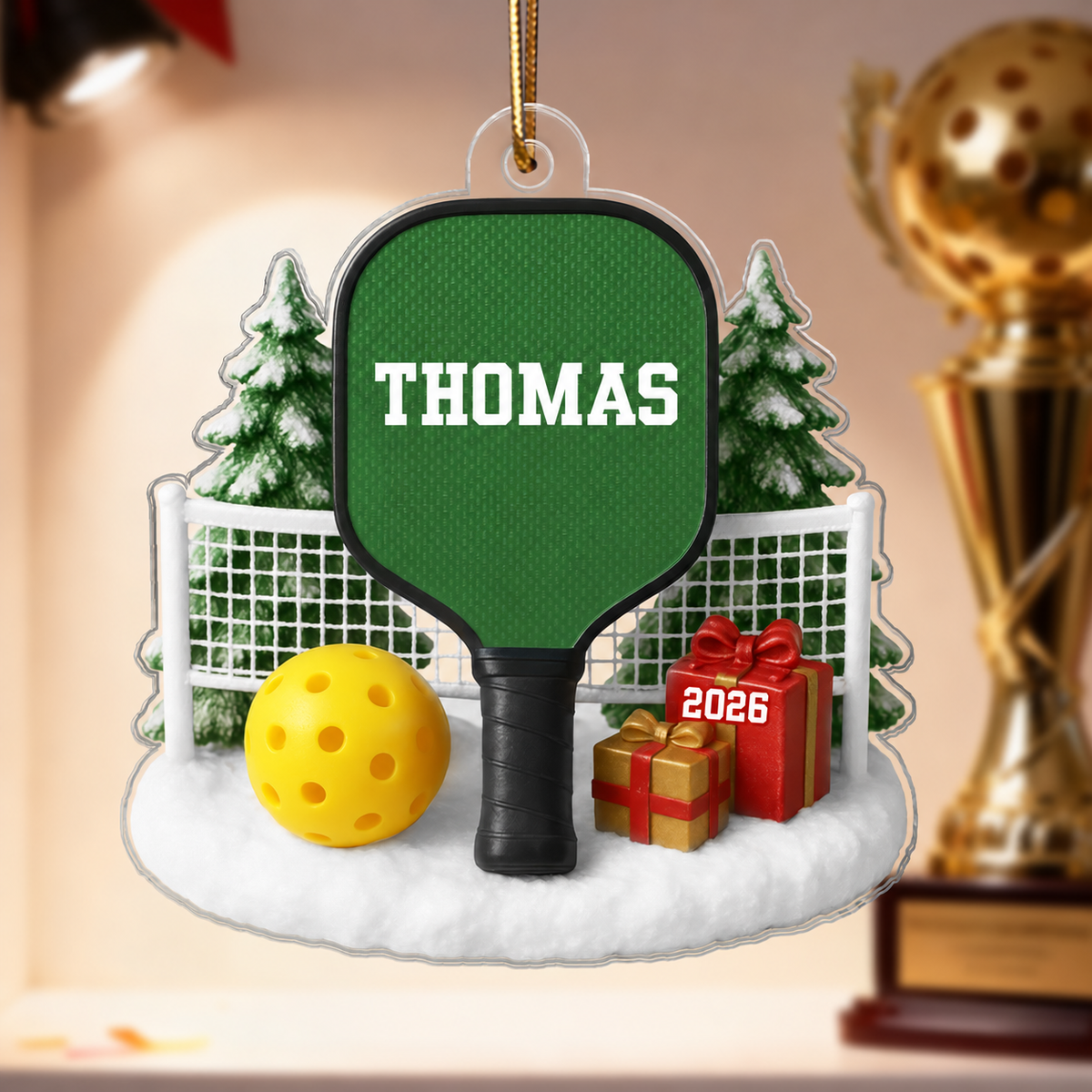 3D Effect Pickleball Things - Personalized Acrylic Ornament - Christmas Gift For Pickleball Players