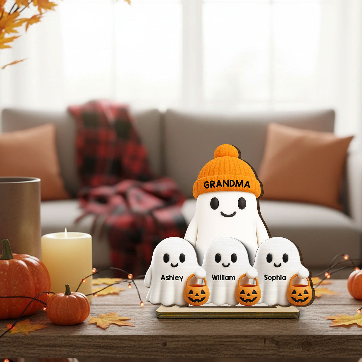 Grandma Boo Crew Halloween Decor - Personalized 2-Layered Wooden Plaque - Gift For Grandmas