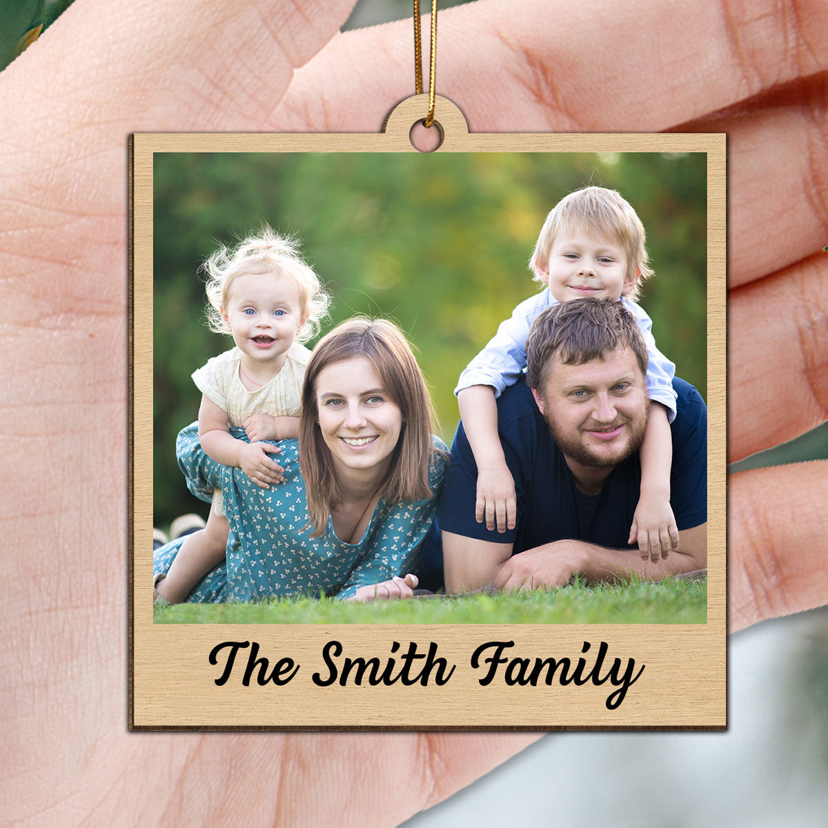 Family Crossword Puzzle Art Photo Inserted Personalized Double Sided Wooden Ornament