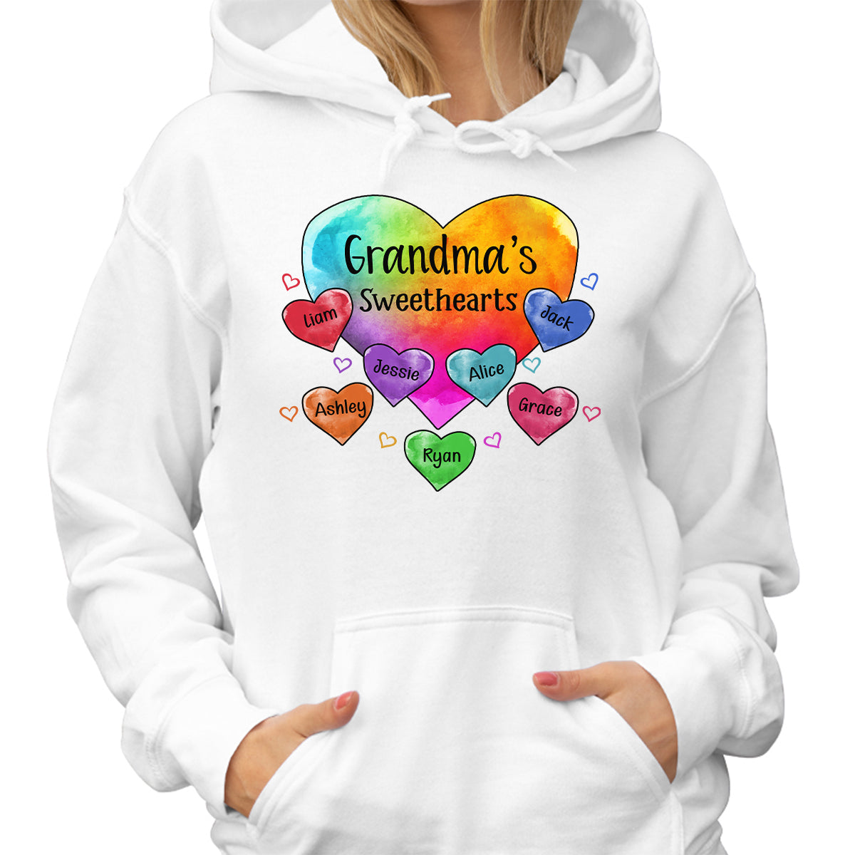 Grandma Sweethearts Pattern Personalized Light Shirt