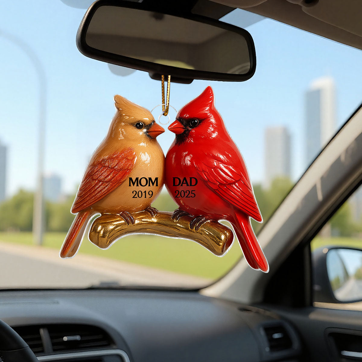 3D Effect Vintage Nostalgic Cardinals Memorial Dad Mom Christmas Personalized Flat Acrylic Ornament